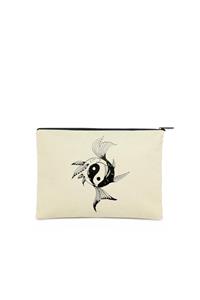 Çınar Bez Çanta Clutch Ying Yang Balık Kanvas Makyaj Çantası