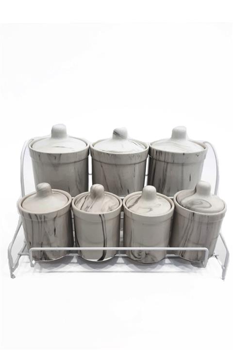 Yns seramik 7 Parça Mermer Desenli Baharatlık