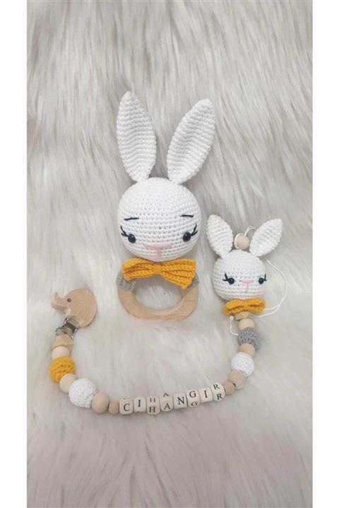 ON MARİFET Amigurumi Organik Örgü Oyuncak Çıngırak Emzik Zinciri Set