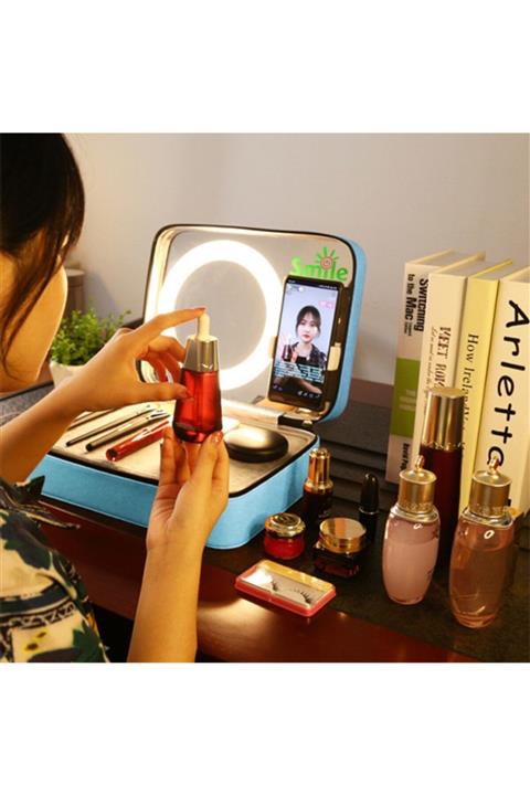 Ally Mobile Puluz 20cm Dokunmatik Led Aynalı Telefon Aparatlı Influencer Makyaj Çantası