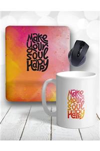 Atölye Çizgi Make Your Soul Happy Bilek Destekli Mouse Pad Ve Kupa Bardak + Bardak Altlığı