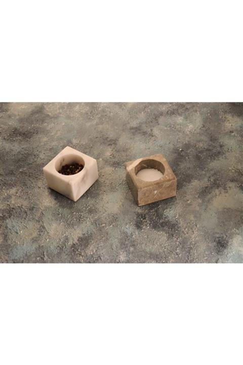 MOX Concept Mermer Baharatlık/sosluk 2'li Set Gri-beyaz