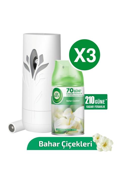 Air Wick Bahar Çiçekleri Freshmatic Oda Kokusu Makine + 3x250 Ml Yedek 210 Gün Etkili