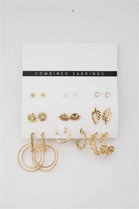 By Zeyna Aksesuar Kadın Kararmaz 9'lu Set Küpe