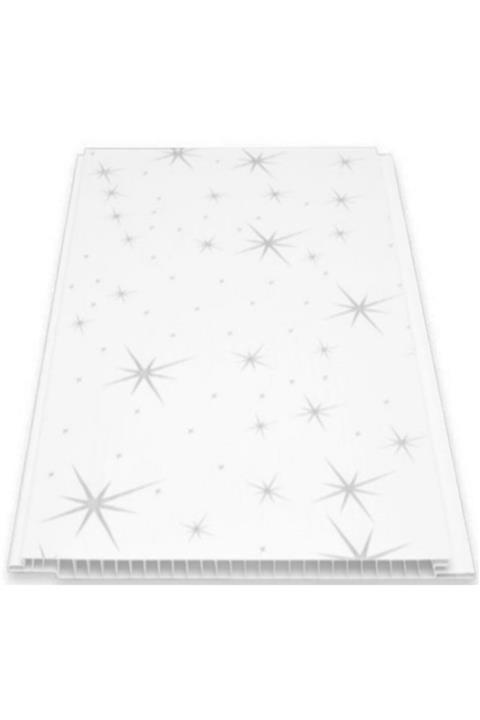 Lambiri Düz Gri Yıldızlı Plastik Pvc Duvar - Tavan / 10 adet 20 cm X 3 mt - 6 m2