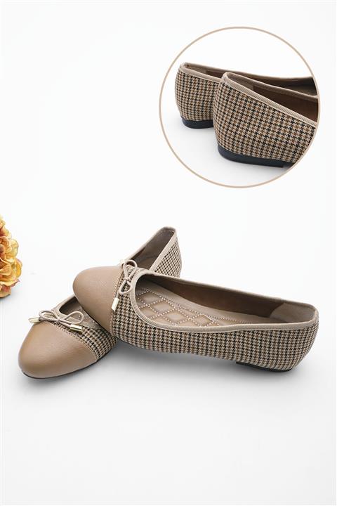 Marjin Kadın Ekoseli Babet Peren Vizon