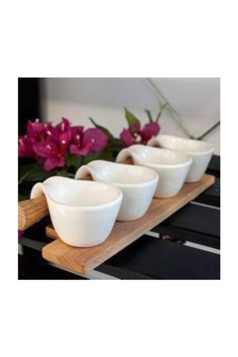 Ecr Sosluk Reçellik Ahşap Standlı 4 Lü Kulplu Kahvaltılık Çerezlik