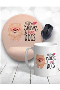 Atölye Çizgi Keep Calm And Love Dogs Bilek Destekli Mouse Pad Ve Kupa Bardak