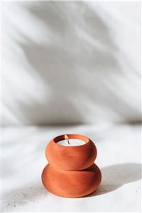 BEIGE Bubble Terracotta Tealight Mumluk