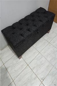 MESACONCEPT Amortisörlü Keten Sandıklı Füme Puf 40x100 Cm