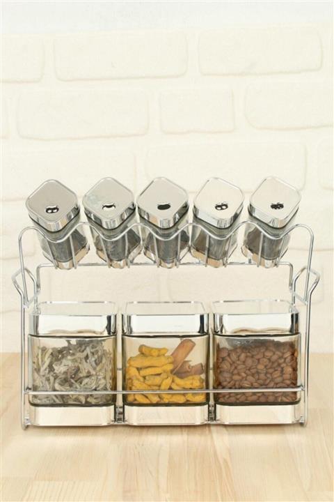 AROW 9 Parça Standlı Cam Baharat Seti