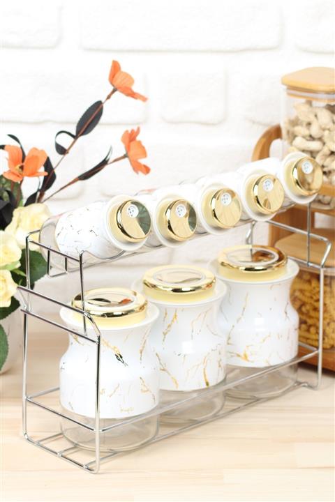 AROW Marmo Mermer Desen 17 Parça Çeyiz Seti/beyaz