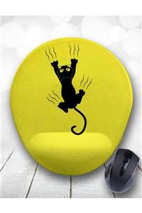 Atölye Çizgi Kedi Sarı Bilek Destekli Mouse Pad