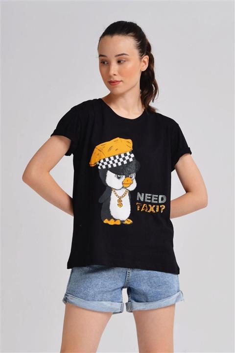 Nefise Penguen Baskılı Tshirt
