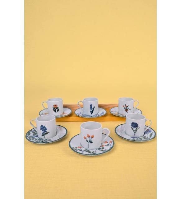 Porland Flower Garden Kahve Fincan Takımı 6 Kişilik 12 Parça 90cc