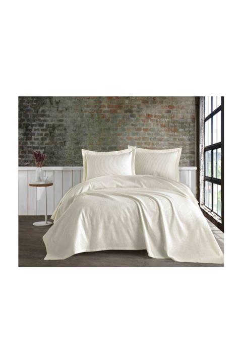 İpekçe Home Cenova Saten Pike Yatak Örtüsü Krem