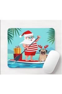 SEÇ Baskı Tasarım Noel Baba Ve Pug Köpek Yılbaşı Temalı Mouse Pad