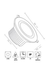 Forlife 5w Cob Led Gömme Spot Tavan Armatürü Banyo Mutfak Spot 10 Adet Krom Kasa Beyaz Işık