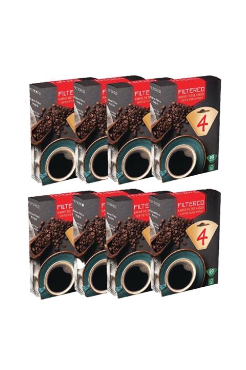 Filterco Kahve Filtre Kağıdı 1x4 80'li 8 Paket 640'lı
