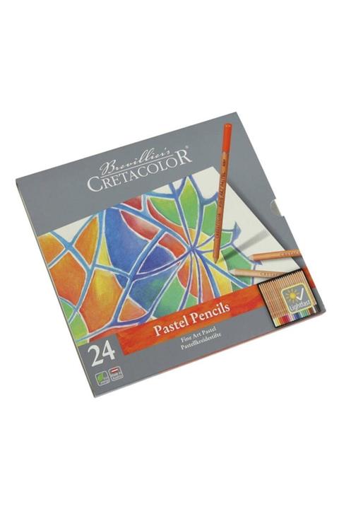 CretaColor Güzel Sanatlar Pastel Kalemler 24 Farklı Renk Teneke Kutu
