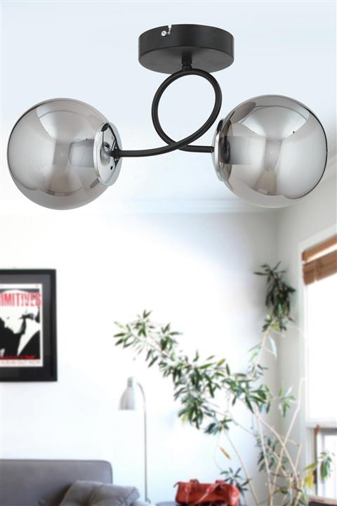 ESSLİGHT Narin 2 Li Modern Füme Glop Camlı Plafonyer Avize