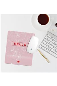 Özer Store Hello Yazılı Pembe Bilek Destekli Dikdörtgen Mouse Pad Mouse Altlığı