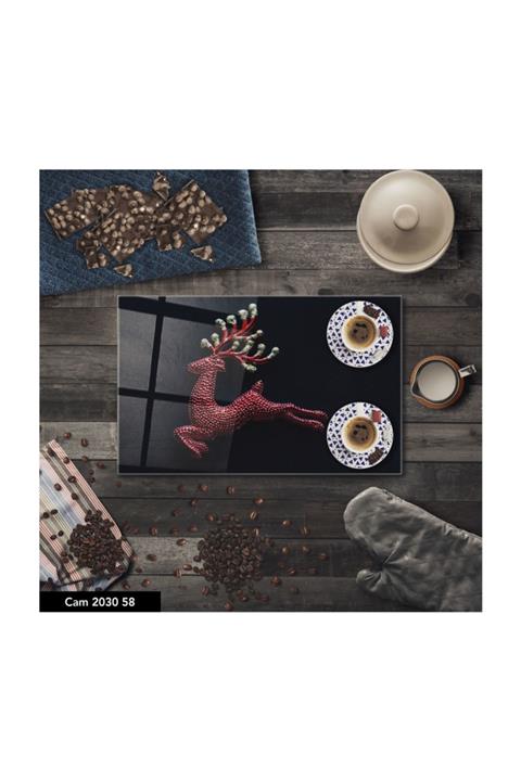 PRATİK DEKOR Cam Kesme Tahtası | Baskılı Kesim Tablası | Temperli 20 cm x 30 cm