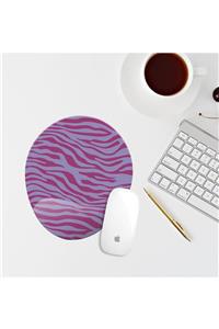 Özer Store Zebra Desenli Mor Bilek Destekli Oval Mouse Pad