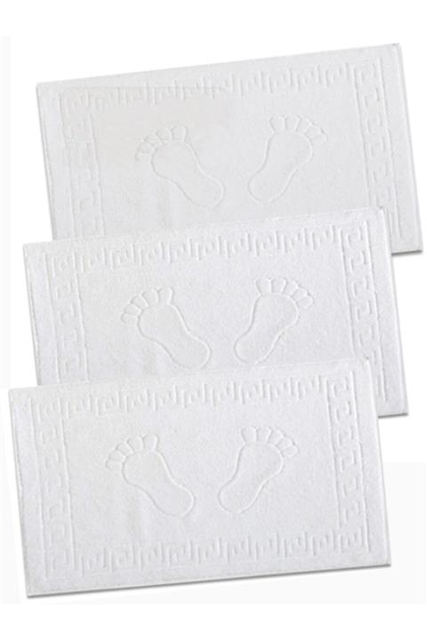 Regule Otel Grup 3'lü Ayak Havlusu Beyaz Paspas Seti 50x70 Cm