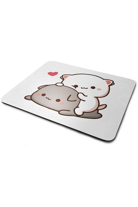 WuW Sevimli Kedicikler Dikdörtgen Kaymaz Taban Mouse Pad