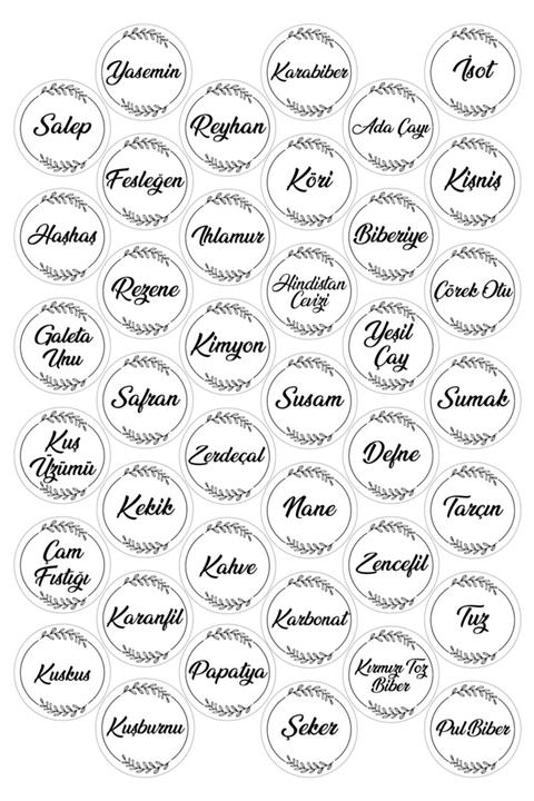 colortouch Beyaz 78 Adet Yuvarlak Baharat Bakliyat Kavanoz Etiketi-4 Cm X 4 Cm Sticker