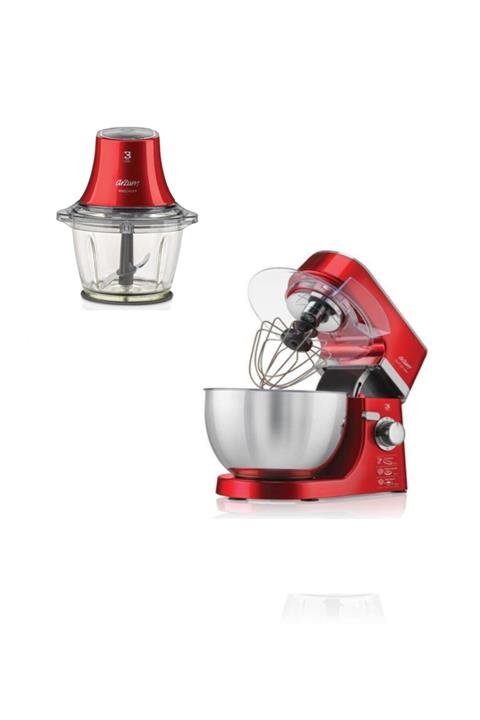 Arzum 1000 W Mutfak Şefi- Cam Doğrayıcı Kırmızı 2 Li Set