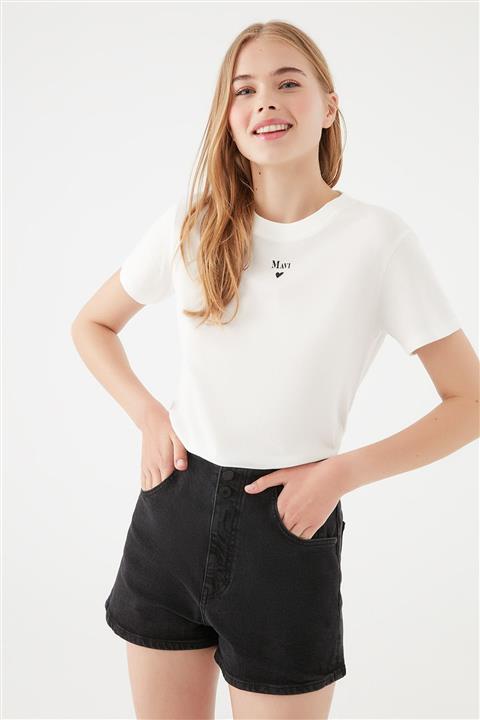 Mavi Kadın Baskılı Beyaz Tişört 1601185-33389