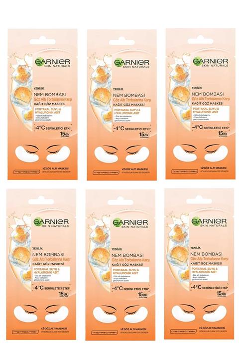 Garnier Göz Altı Torbalarına Karşı Kağıt Göz Maskesi Portakal Suyu 6 Lı Set 3600542154802