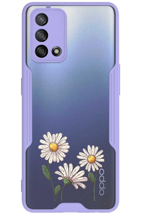 OPPO A74 Kılıf Lens Korumalı Kapak Desenli Daisys Mor