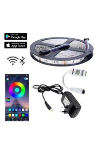 WOLFMAR Bluetooth Özellikli Rgb Led 5050 Smd Slikonsuz Iç Mekan 5 Metre Tak Çalıştır Set