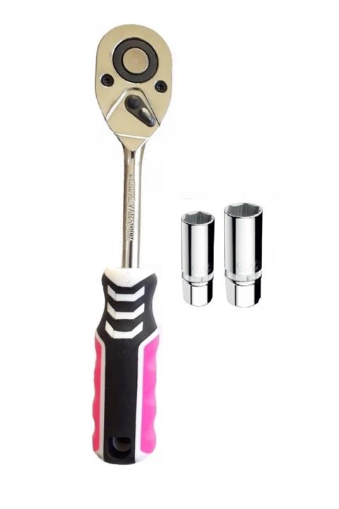 kayasanyapimarket Lokma Cırcır Anahtarı 250 Mmm 16mm 21mm Lastikli Buji Lokması