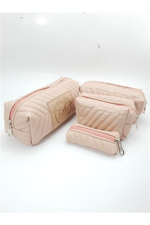 Cosmetichane Pembe Elite Makyaj Çantası 4'Lü Set