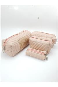 Cosmetichane Pembe Elite Makyaj Çantası 4'Lü Set