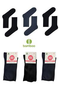 socksbox Kadın Bambu Dikişsiz Lastiksiz(iz Yapmayan ) Çorap/ Siyah- Lacivert/ 3 Çift