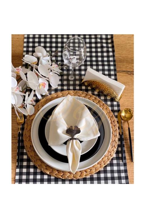 iQeyHome Siyah Ginkgo Peçete Yüzüğü / Peçete Halkası / Peçetelik 6’lı