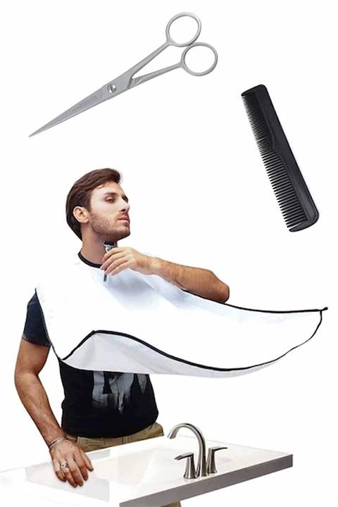 Arus 3 Parça Kuaför Seti Metal Saç Kesme Makas + Tarak + Berber Önlüğü