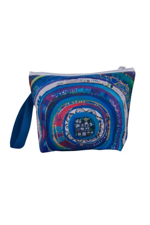 Biggdesign Kadın Mavi Nazar Desen Makyaj Çantası
