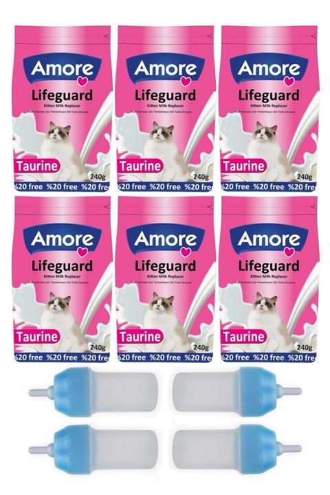 AMORE Lifeguard Yavru Kedi Süt Tozu 6x240gr + 4 Biberon