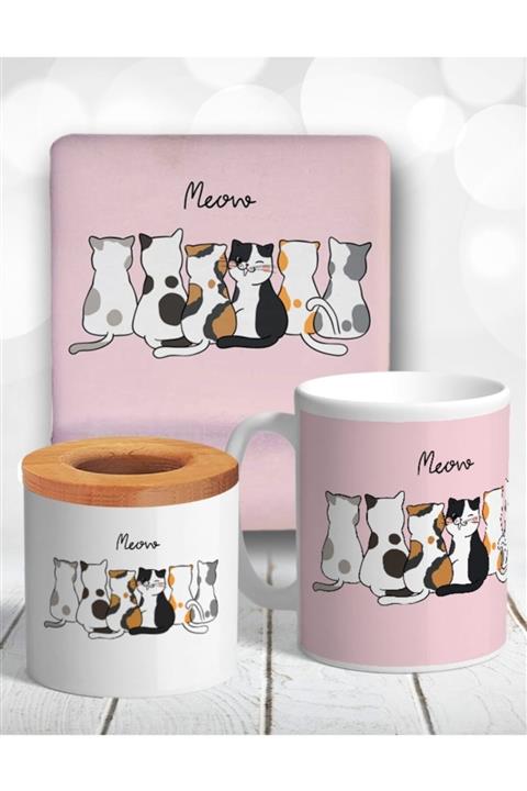 Atölye Çizgi Kedi Dostu Masaüstü Seti