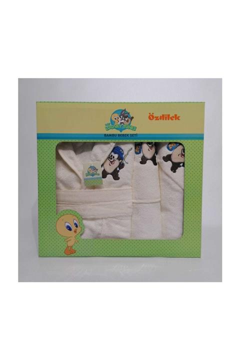 Özdilek Tazmania Bambu Bornoz Yeni Doğan Bebek Seti Beyaz