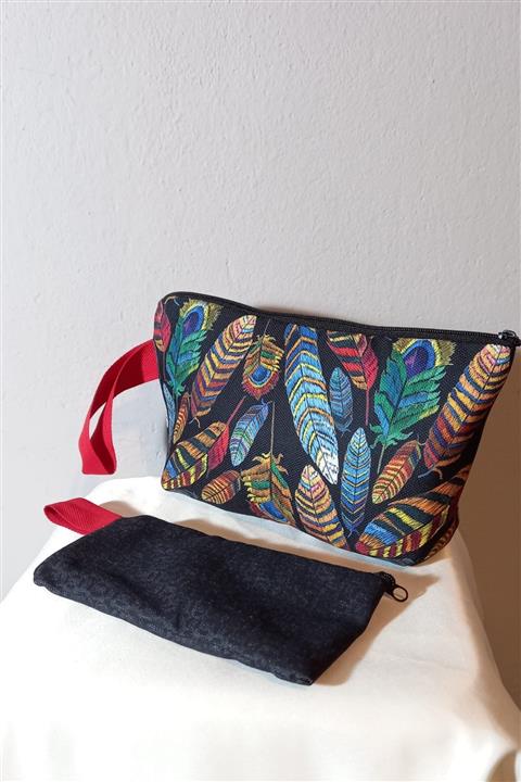 HCG TASARIM Makyaj Çantası &plaj Çantası Organizer Tüy Desen