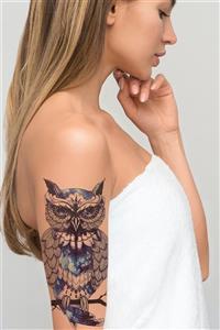 TAKIŞTIR Gerçekçi Geçici Baykuş Dövme Tattoo