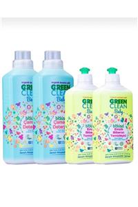 Green Clean Baby Çamaşır Deterjanı 1000 ml 2 Adet Biberon Emzik Temizleyici 500 ml 2 Adet