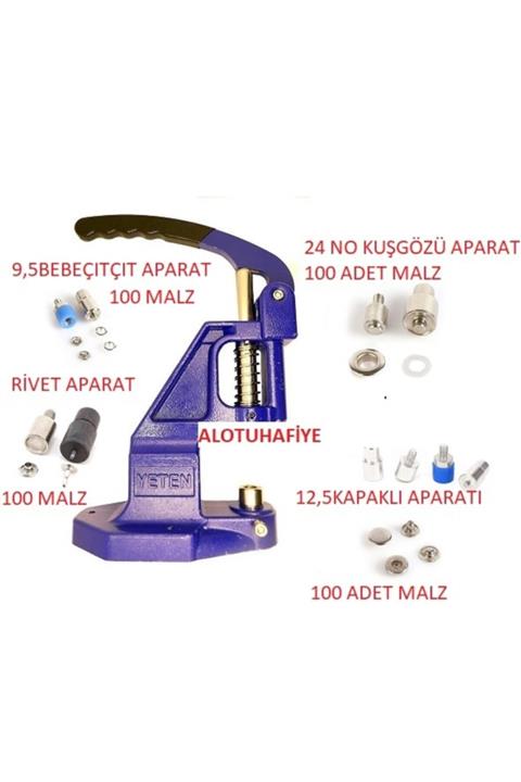 ALOTUHAFİYE Tulumba Pres Set Rivet Bebeçıtçıt Kuşgözü Kapaklı Çıtçıt